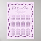 Moderne Paarse Wavy Lijst Trouwstoel Grafiek Poster (Voorkant)