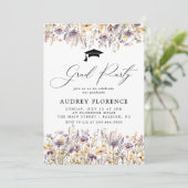 Moderne Paarse Wildbloemen Bloemen Bloemen Afstude Kaart (Staand voorkant)