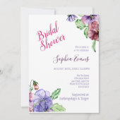 Moderne Paarse wilde bloem Bridal Shower Invitatio Kaart (Voorkant)