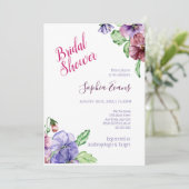 Moderne Paarse wilde bloem Bridal Shower Invitatio Kaart (Staand voorkant)