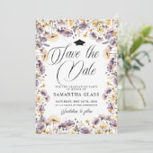 Moderne Paarse wilde bloemen redden de datum Afstu Kaart (Staand voorkant)