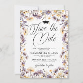 Moderne Paarse wilde bloemen redden de datum Afstu Kaart (Voorkant)