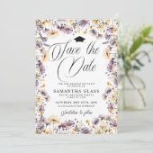 Moderne Paarse wilde bloemen redden de datum Afstu Kaart (Staand voorkant)