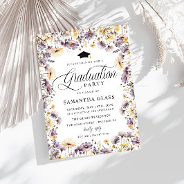 Moderne Paarse Wildflower Script Graduation Party Aankondiging