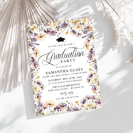Moderne Paarse Wildflower Script Graduation Party Kaart
