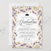 Moderne Paarse Wildflower Script Graduation Party Kaart (Voorkant)