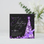 MODERNE Paarse Winter Kerstboom Strik Feest Kaart (Staand voorkant)