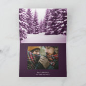 Moderne paarse winterbos multi foto kerst kaart (Binnen)