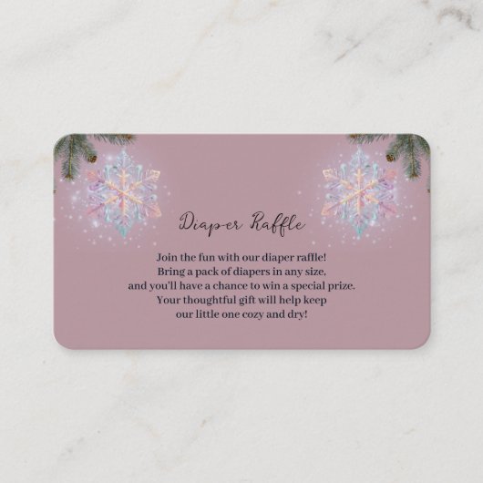 Moderne Paarse wintersneeuwvlokken Schattige Baby  Informatiekaartje (Voorkant)