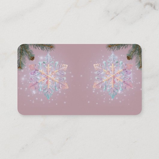 Moderne Paarse wintersneeuwvlokken Schattige Baby Informatiekaartje (Achterkant)