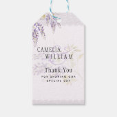 Moderne Paarse Wisteria Bloemrijke Kanten Bruiloft Cadeaulabel (Voorkant)
