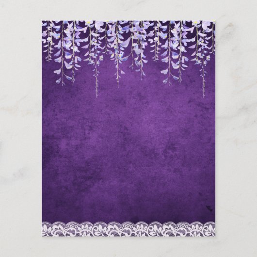 Moderne paarse Wisteria Kant Bruiloft (Achterkant)