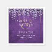 Moderne Paarse Wisteria Kant Trouw Servet (Voorkant)