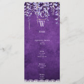 Moderne Paarse Wisteria Kant Trouwjurk Menu (Voorkant)