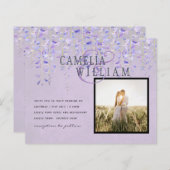 Moderne Paarse Wisteria Lace PHOT) Wedding INVITE (Voorkant / Achterkant)