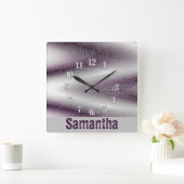 Moderne Paarse witte Abstracte Baby Vierkante Klok (Huis)