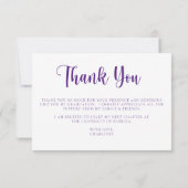 Moderne paarse witte afstudeer bedankkaart kaart (Achterkant)