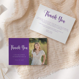 Moderne paarse witte afstudeer bedankkaart kaart