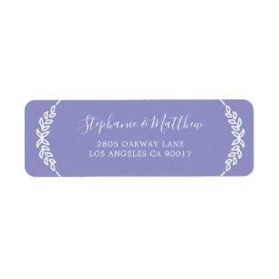 Moderne Paarse witte bladbladeren elegante bruilof Etiket