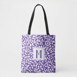 Moderne Paarse witte bloemen bloementakken Tote Bag