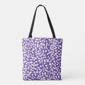 Moderne Paarse witte bloemen bloementakken Tote Bag (Achterkant)