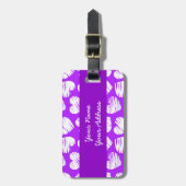 Moderne Paarse Witte Doodle Hart Valentijnsdag Bagagelabel (Voorkant verticaal)