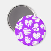 Moderne Paarse Witte Doodled Heart Valentijnsdag Magneet (Voorkant / Achterkant)