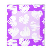 Moderne Paarse Witte Doodled Heart Valentijnsdag Notitieblok (Voorkant)
