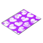 Moderne Paarse Witte Doodled Heart Valentijnsdag Notitieboek (Linkerzijde)
