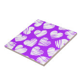 Moderne Paarse Witte Doodled Heart Valentijnsdag Tegeltje (Zijkant)