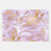 Moderne Paarse, witte en gouden marmerpatronen Inpakpapier Vel (Voorkant 3)