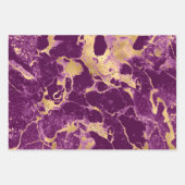 Moderne Paarse, witte en gouden marmerpatronen Inpakpapier Vel (Voorkant)