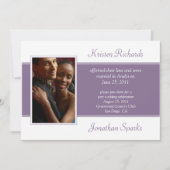 Moderne Paarse Witte Foto Post Huwelijksfeest Kaart (Voorkant)