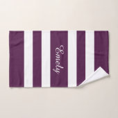 Moderne paarse witte gestreepte patroonnaam bad handdoek (Handdoek)