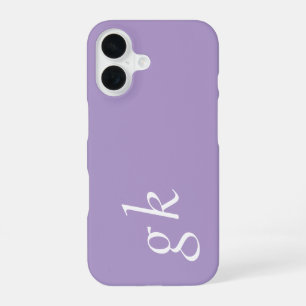 Moderne Paarse Witte Monogram Naam iPhone 16 Hoesje