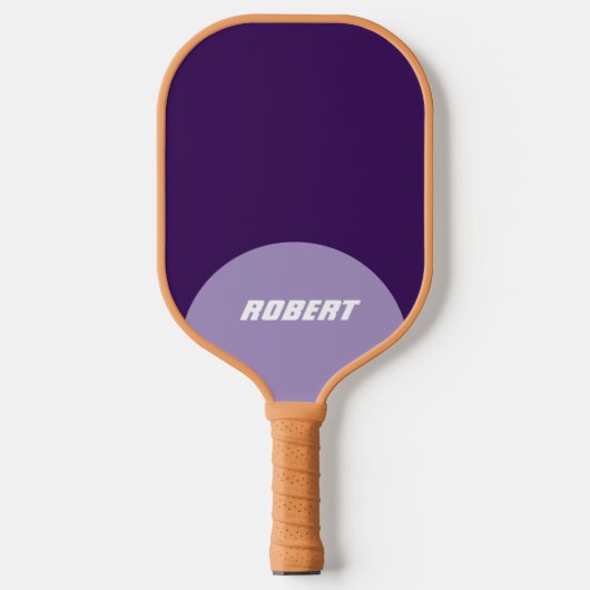 Moderne paarse & witte monogram naam pickleball paddle (Voorkant)