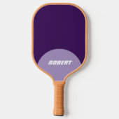 Moderne paarse & witte monogram naam pickleball paddle (Achterkant)