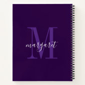 Moderne paarse & witte monogram naam Spiraal Noteb Notitieboek (Achterkant)
