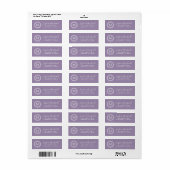 Moderne Paarse witte monogram Return Address Label (Full Sheet)
