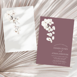Moderne Paarse Witte Orchidee Bloemige Bruiloft Kaart