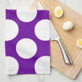 Moderne Paarse witte poka dots patroon Theedoek (Quarter Fold)