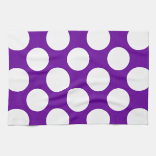Moderne Paarse witte poka dots patroon Theedoek