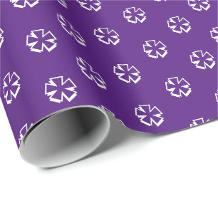 Moderne paarse witte sterren Snowflakes Flowers gi Cadeaupapier