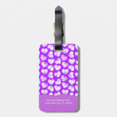 Moderne Paarse Witte Tekening Hart Valentijn Naam Bagagelabel (Achterkant verticaal)
