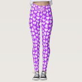 Moderne Paarse Witte Tekening Hart Valentijn Naam Leggings (Voorkant)