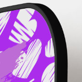 Moderne Paarse Witte Tekening Hart Valentijn Naam Pickleball Paddle (Links Detail)