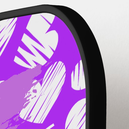 Moderne Paarse Witte Tekening Hart Valentijn Naam Pickleball Paddle (Links Detail)