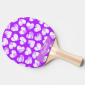 Moderne Paarse Witte Tekening Hart Valentijn Naam Tafeltennisbatje (Zijkant)