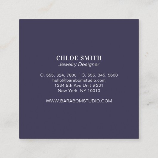 Moderne Paarse Wreath Monogram Professional Vierkante Visitekaartje (Achterkant)