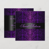 Moderne Paarse Zebra Print Sweet 16 Verjaardag Uit Kaart (Voorkant / Achterkant)
